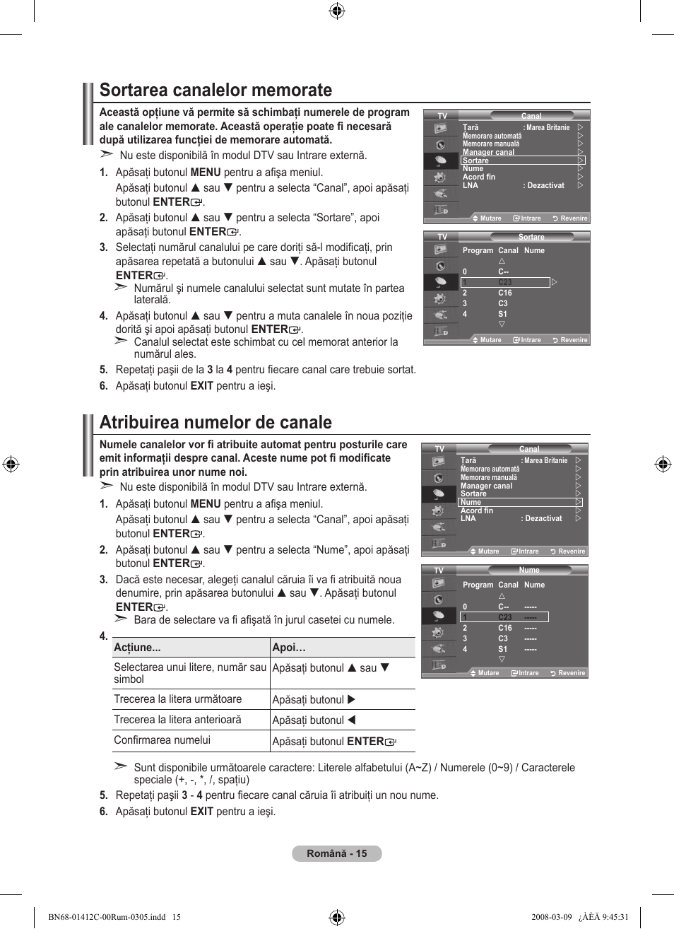 Atribuirea numelor de canale | Samsung LE37A656A1F User Manual | Page 561 / 614