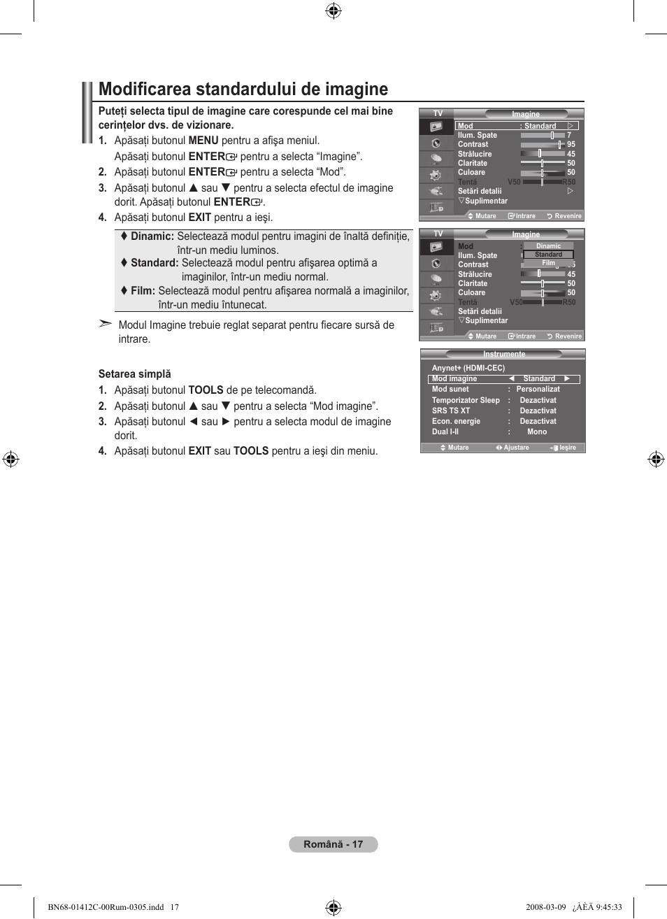 Modificarea standardului de imagine | Samsung LE37A656A1F User Manual | Page 563 / 614