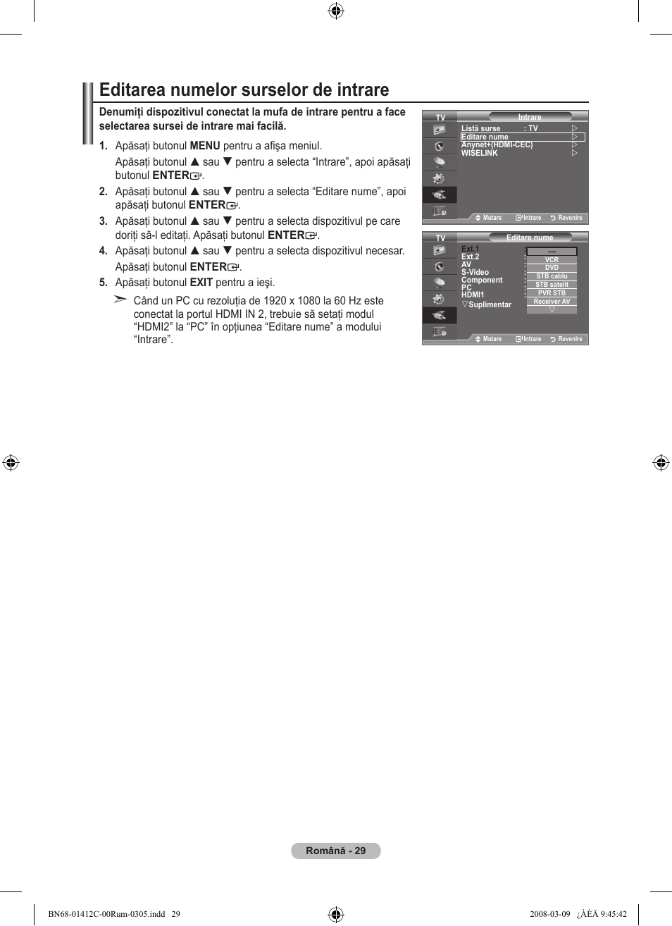 Editarea numelor surselor de intrare | Samsung LE37A656A1F User Manual | Page 575 / 614