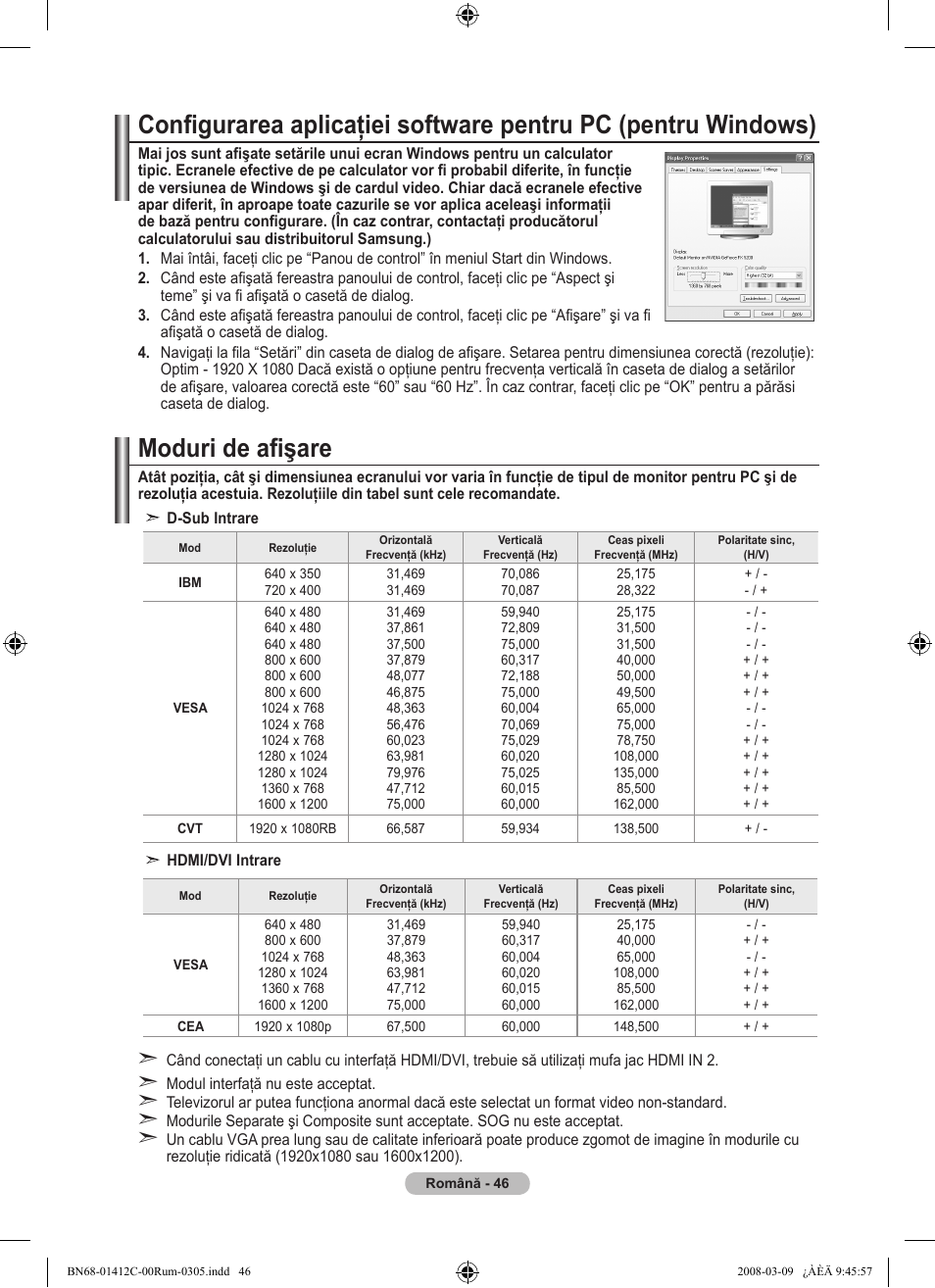 Moduri de afişare | Samsung LE37A656A1F User Manual | Page 592 / 614