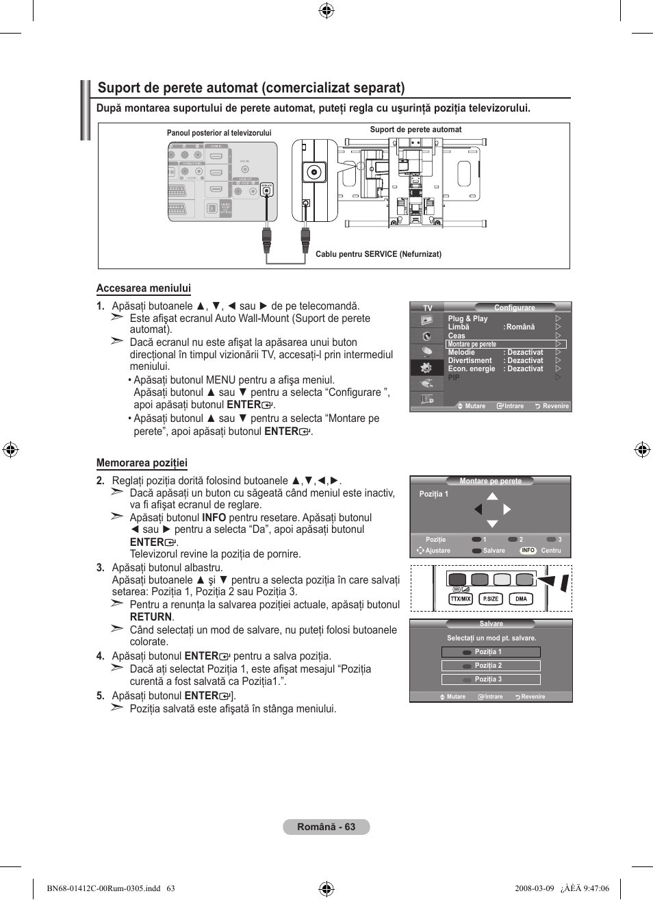 Suport de perete automat (comercializat separat) | Samsung LE37A656A1F User Manual | Page 609 / 614