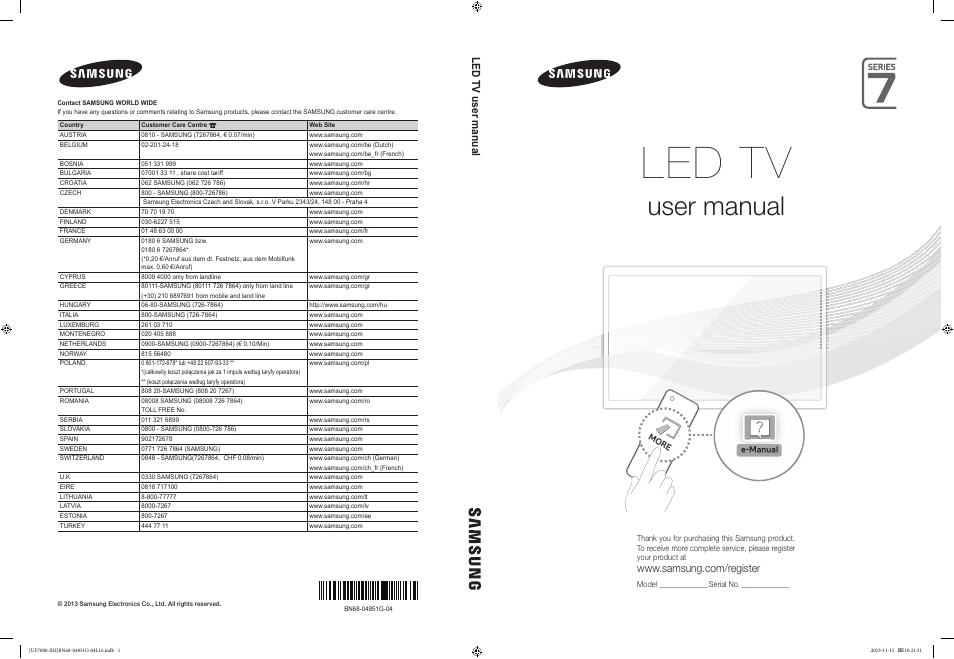 Samsung UE40F7000ST User Manual | 385 pages