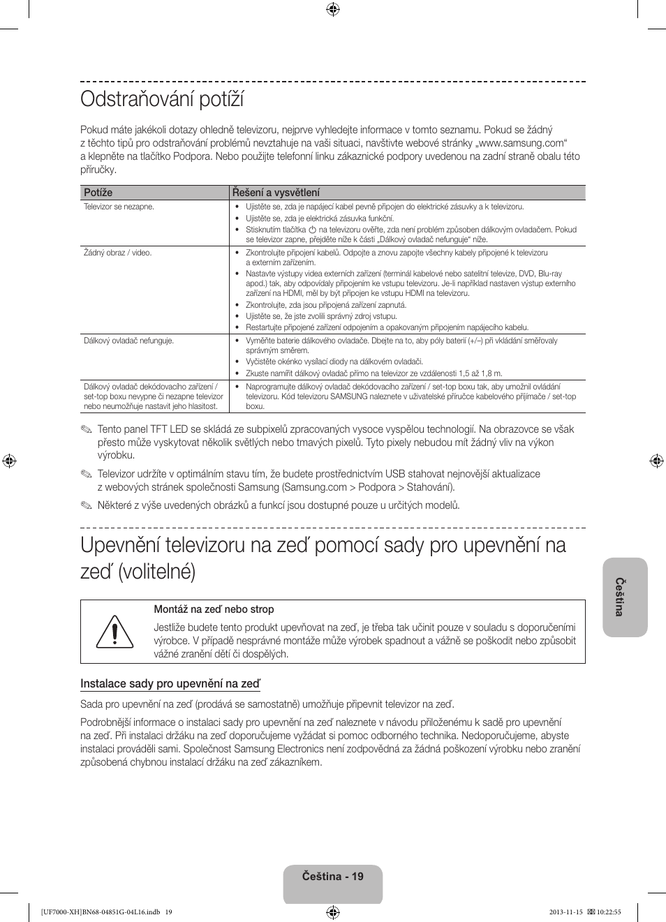 Odstraňování potíží | Samsung UE40F7000ST User Manual | Page 163 / 385