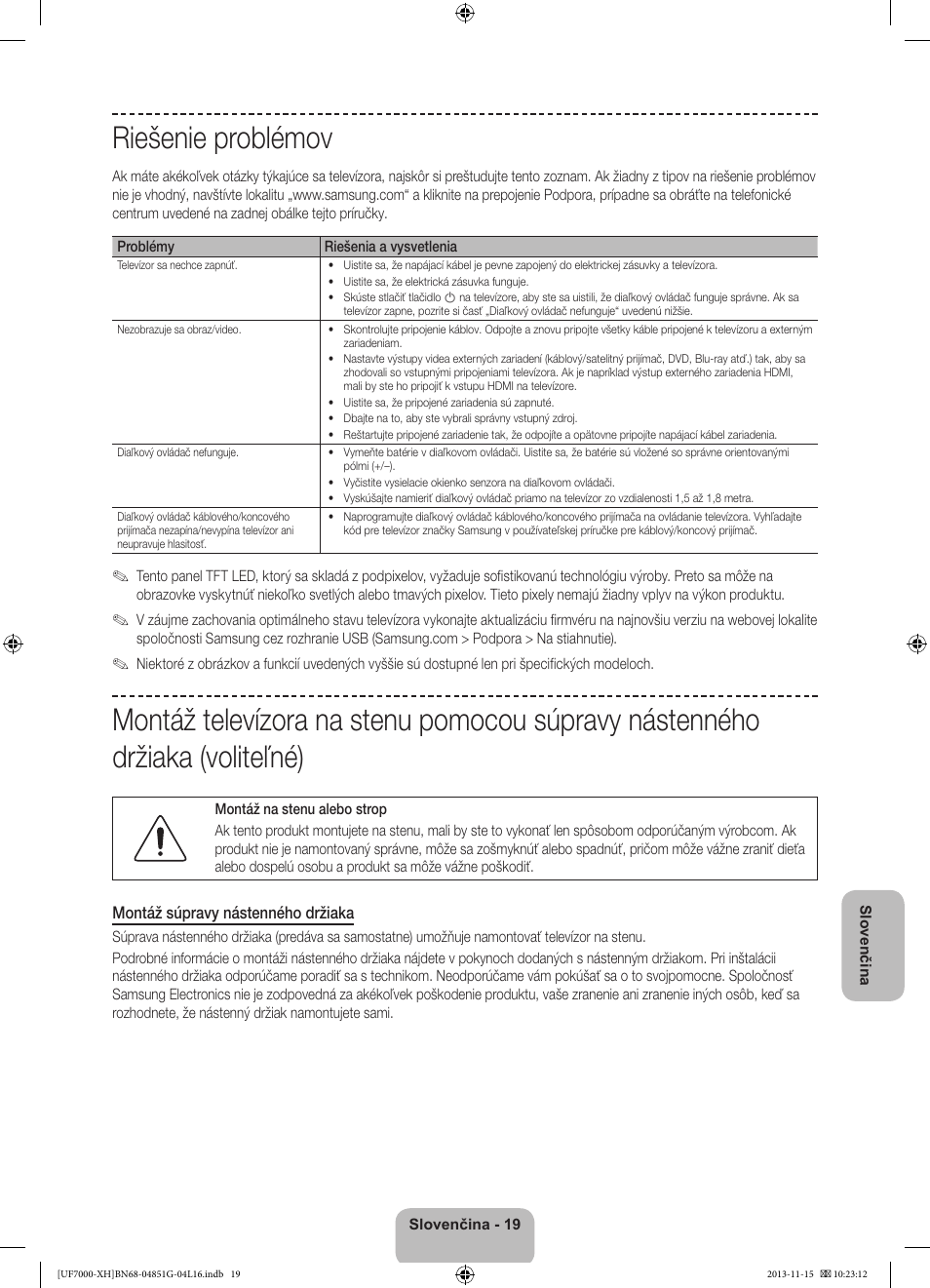 Riešenie problémov | Samsung UE40F7000ST User Manual | Page 187 / 385