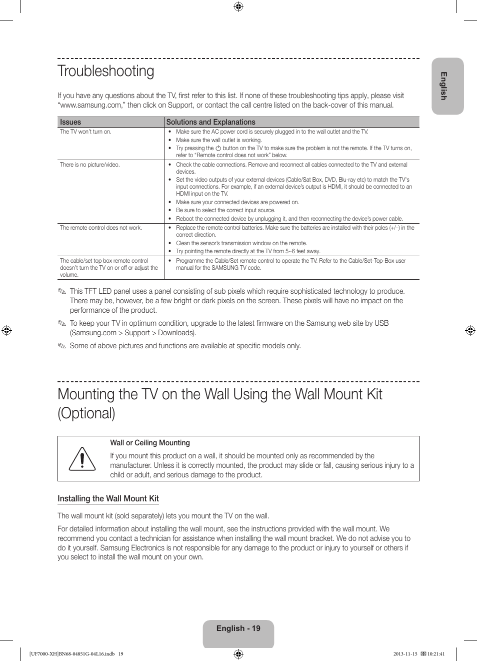 Troubleshooting | Samsung UE40F7000ST User Manual | Page 19 / 385