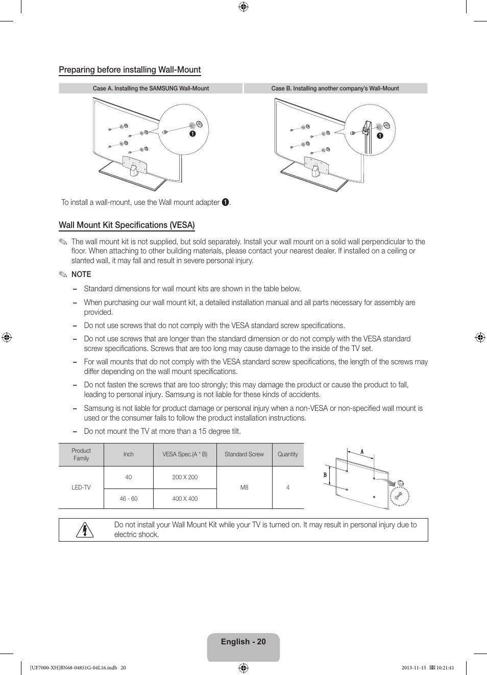 Samsung UE40F7000ST User Manual | Page 20 / 385