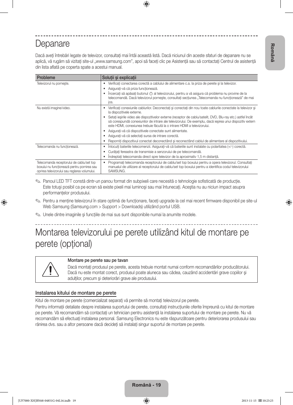 Depanare | Samsung UE40F7000ST User Manual | Page 211 / 385