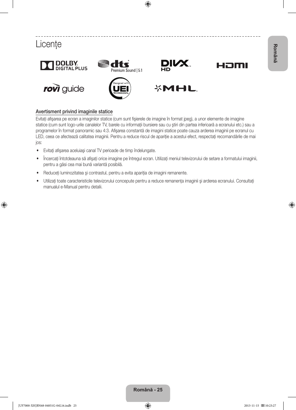 Licenţe | Samsung UE40F7000ST User Manual | Page 217 / 385