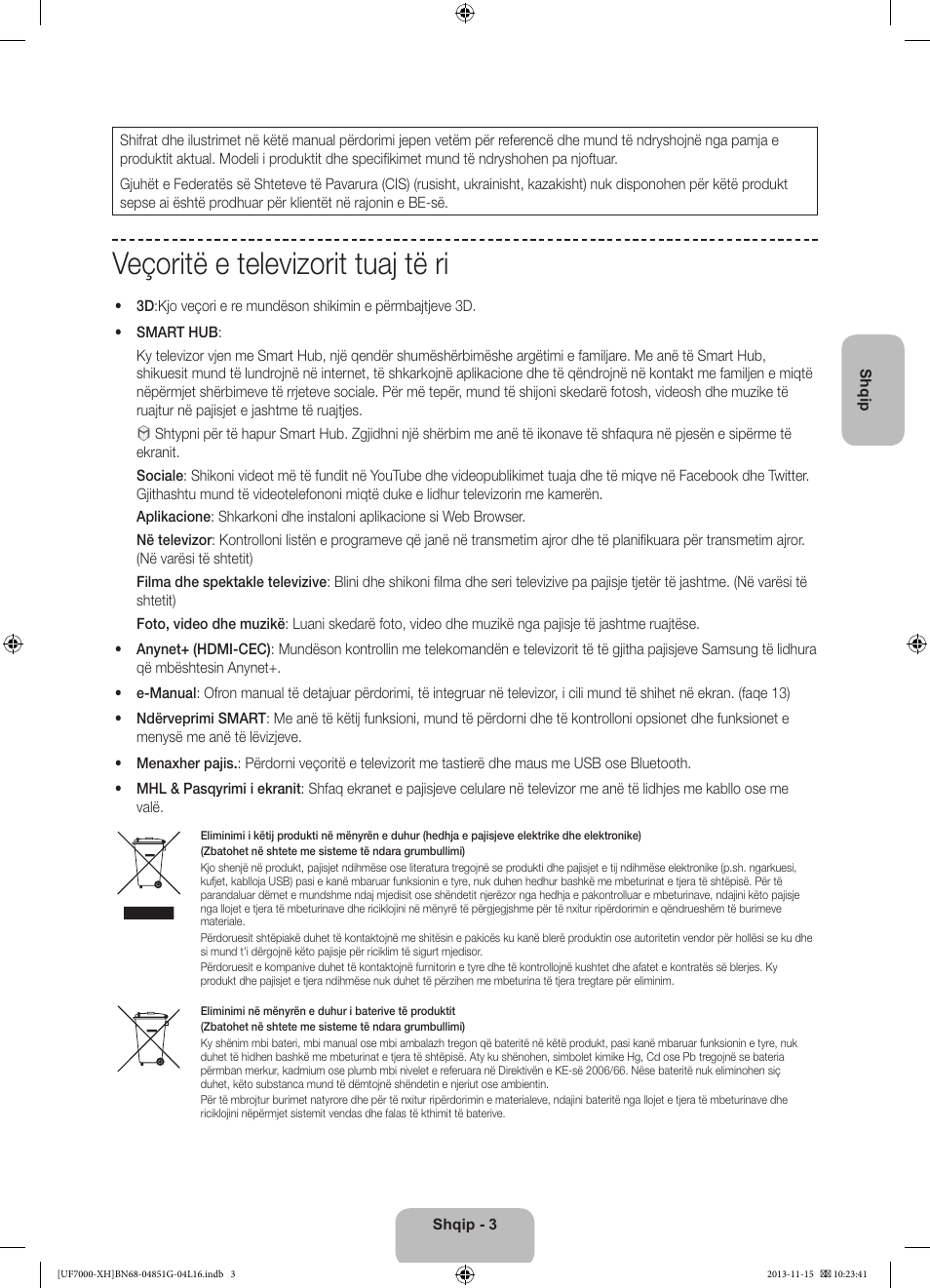 Veçoritë e televizorit tuaj të ri | Samsung UE40F7000ST User Manual | Page 243 / 385