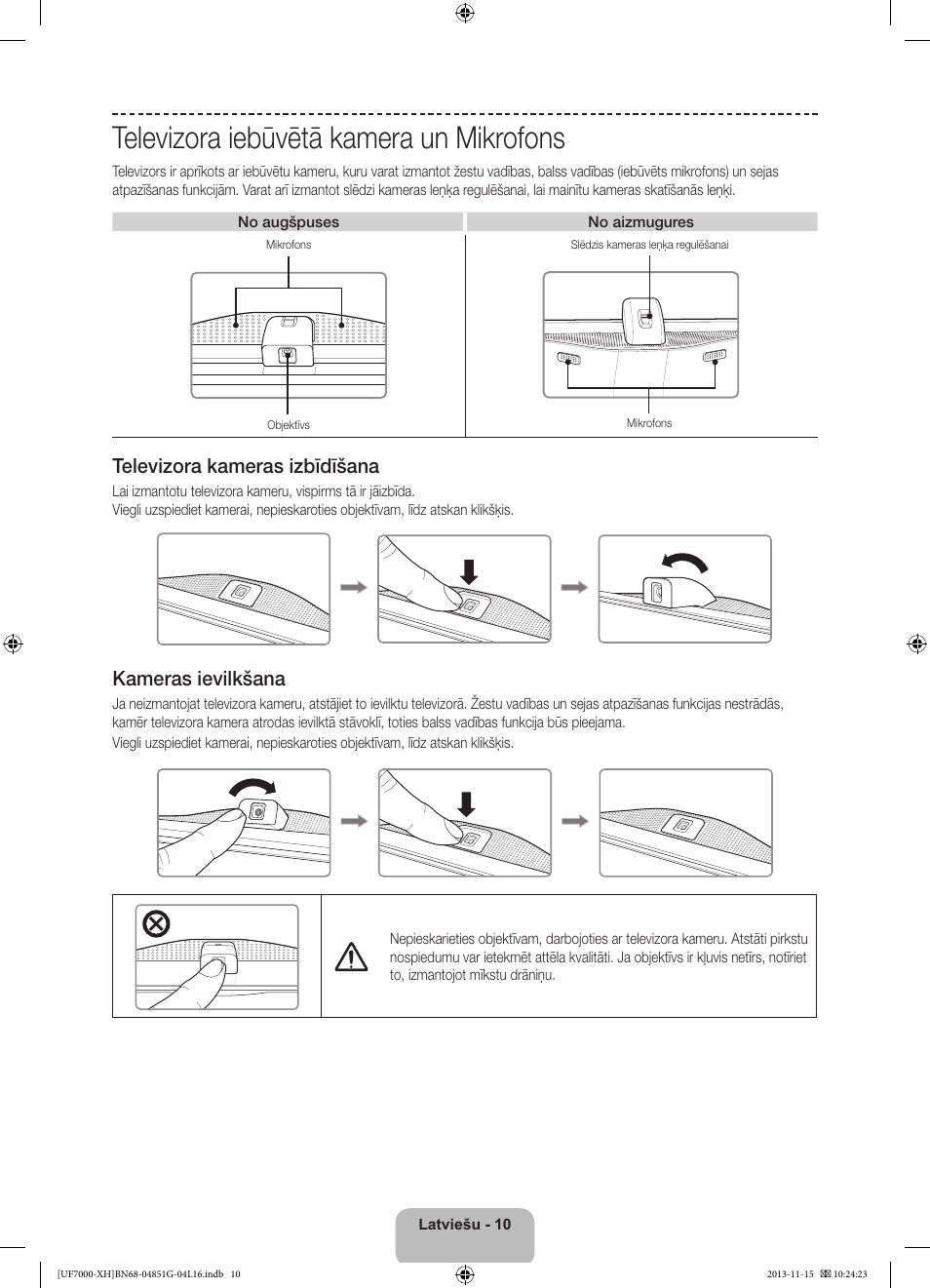 Televizora iebūvētā kamera un mikrofons, 경고 주의 경고 주의 | Samsung UE40F7000ST User Manual | Page 322 / 385