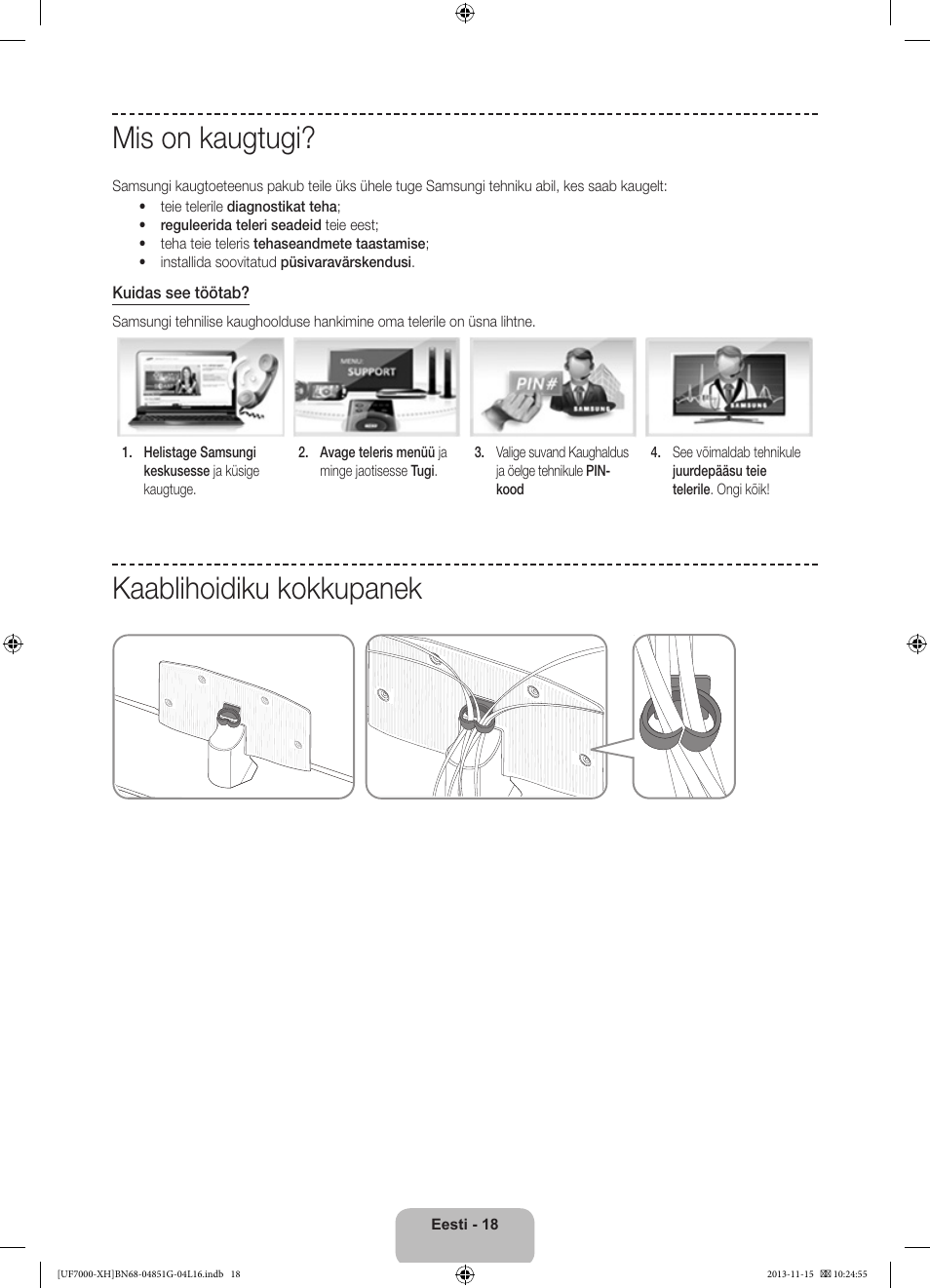 Mis on kaugtugi, Kaablihoidiku kokkupanek | Samsung UE40F7000ST User Manual | Page 378 / 385