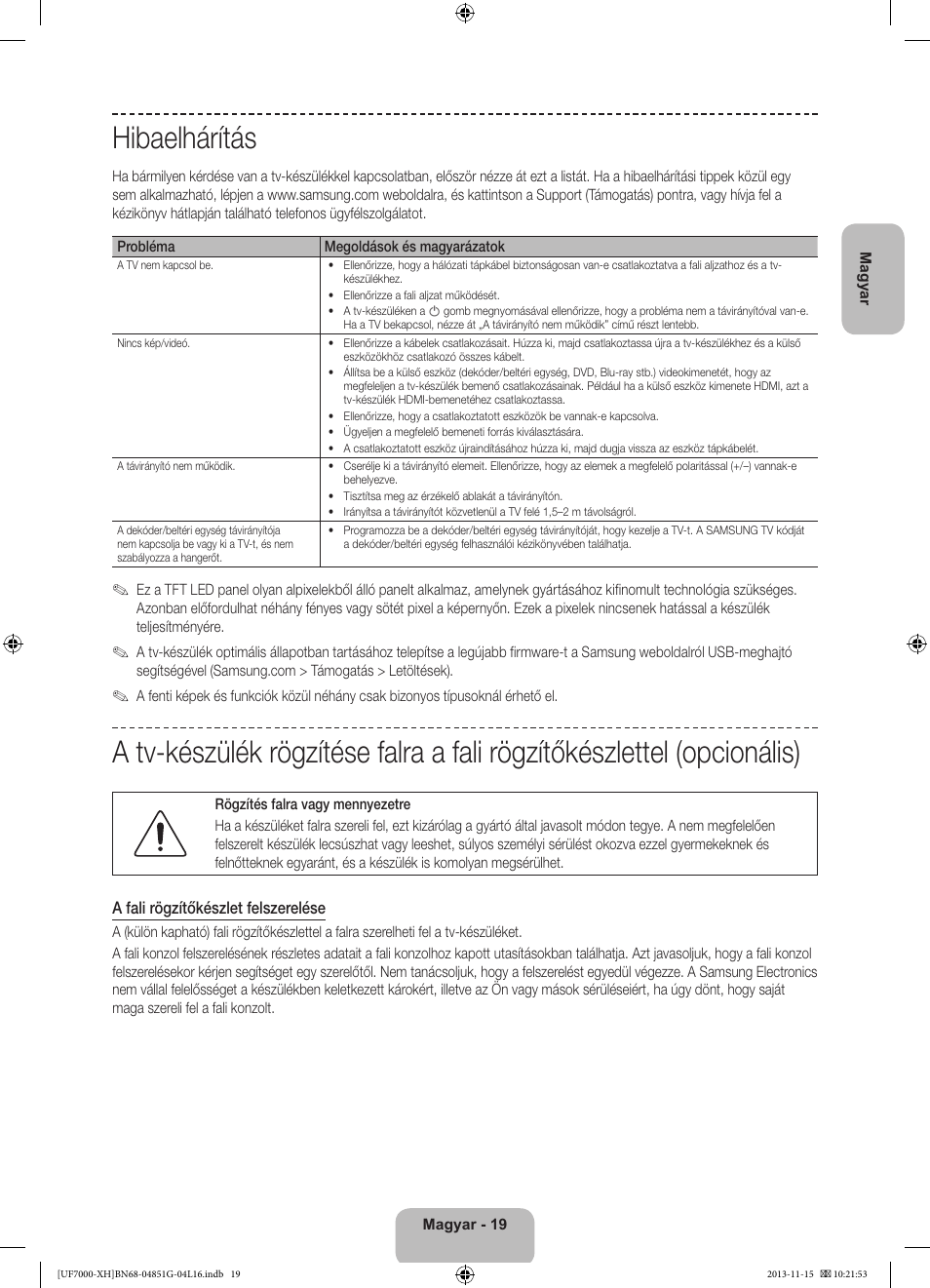 Hibaelhárítás | Samsung UE40F7000ST User Manual | Page 43 / 385