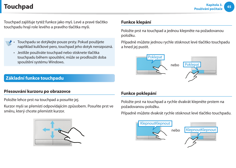 Touchpad | Samsung NP270E5GI User Manual | Page 46 / 135
