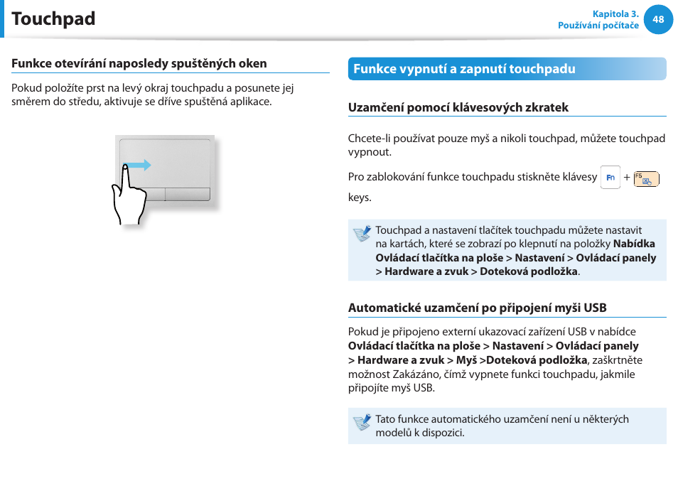 Touchpad | Samsung NP270E5GI User Manual | Page 49 / 135