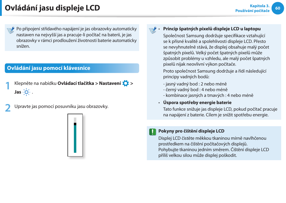Ovládání jasu displeje lcd | Samsung NP270E5GI User Manual | Page 61 / 135