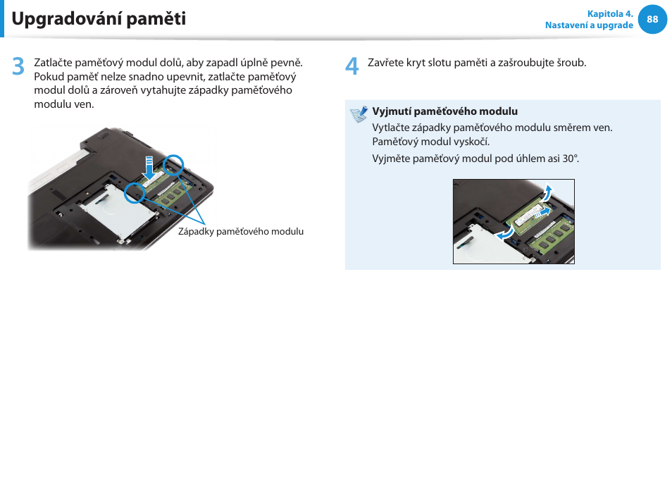 Upgradování paměti | Samsung NP270E5GI User Manual | Page 89 / 135