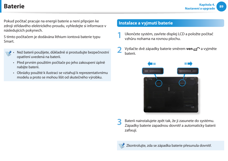 Baterie | Samsung NP270E5GI User Manual | Page 90 / 135