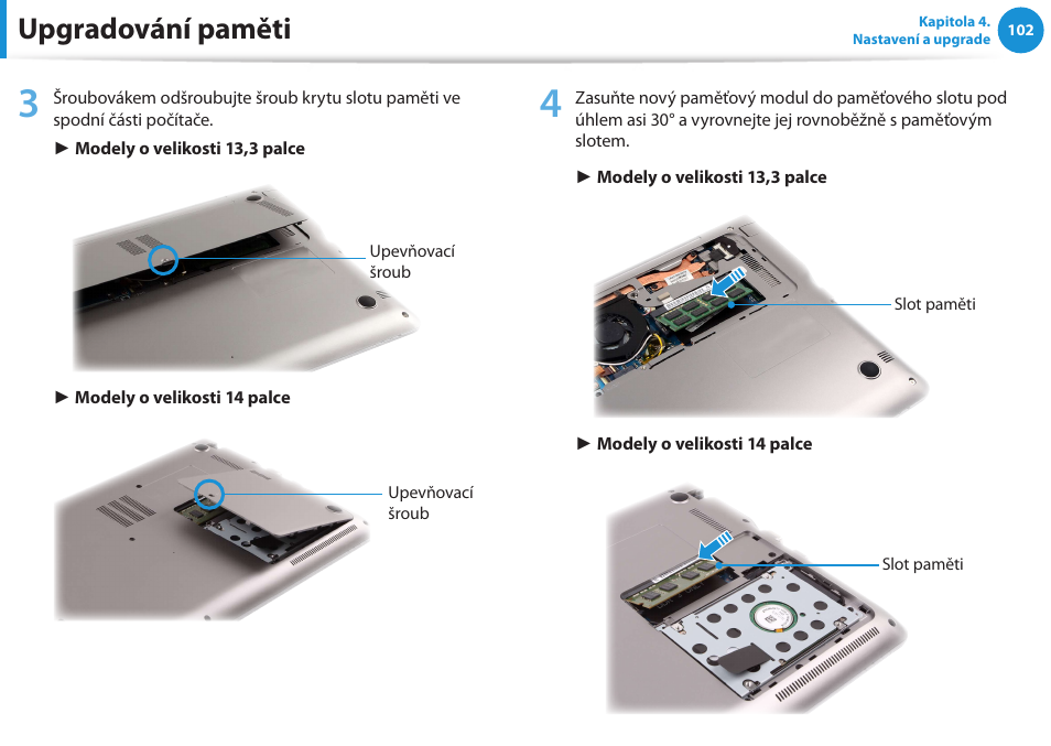 Upgradování paměti | Samsung NP530U4BH User Manual | Page 103 / 154