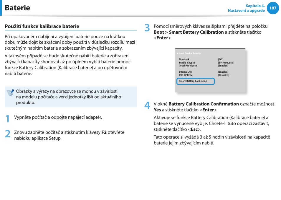 Baterie | Samsung NP530U4BH User Manual | Page 108 / 154