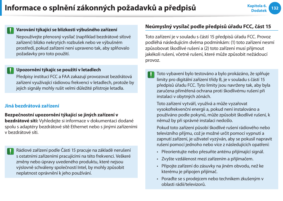 Informace o splnění zákonných požadavků a předpisů | Samsung NP530U4BH User Manual | Page 133 / 154