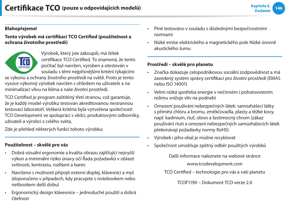 Certifikace tco, Félicitations | Samsung NP530U4BH User Manual | Page 147 / 154