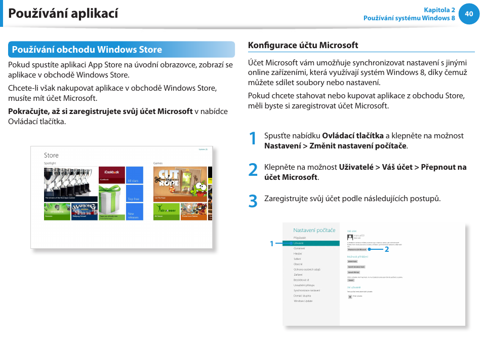 Používání aplikací | Samsung NP530U4BH User Manual | Page 41 / 154