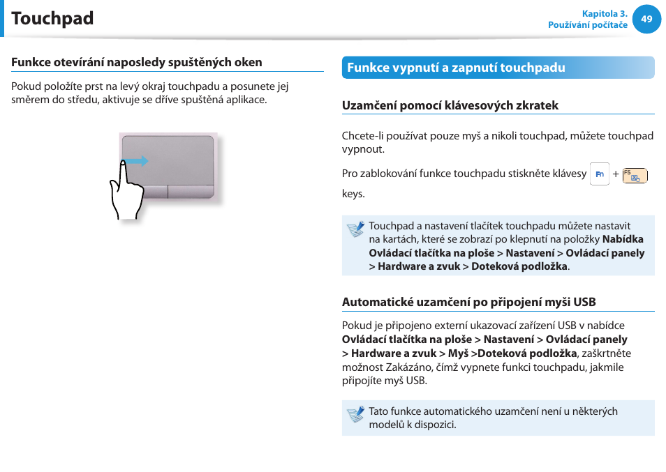 Touchpad | Samsung NP530U4BH User Manual | Page 50 / 154