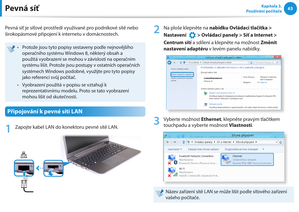 Pevná síť | Samsung NP530U4BH User Manual | Page 64 / 154