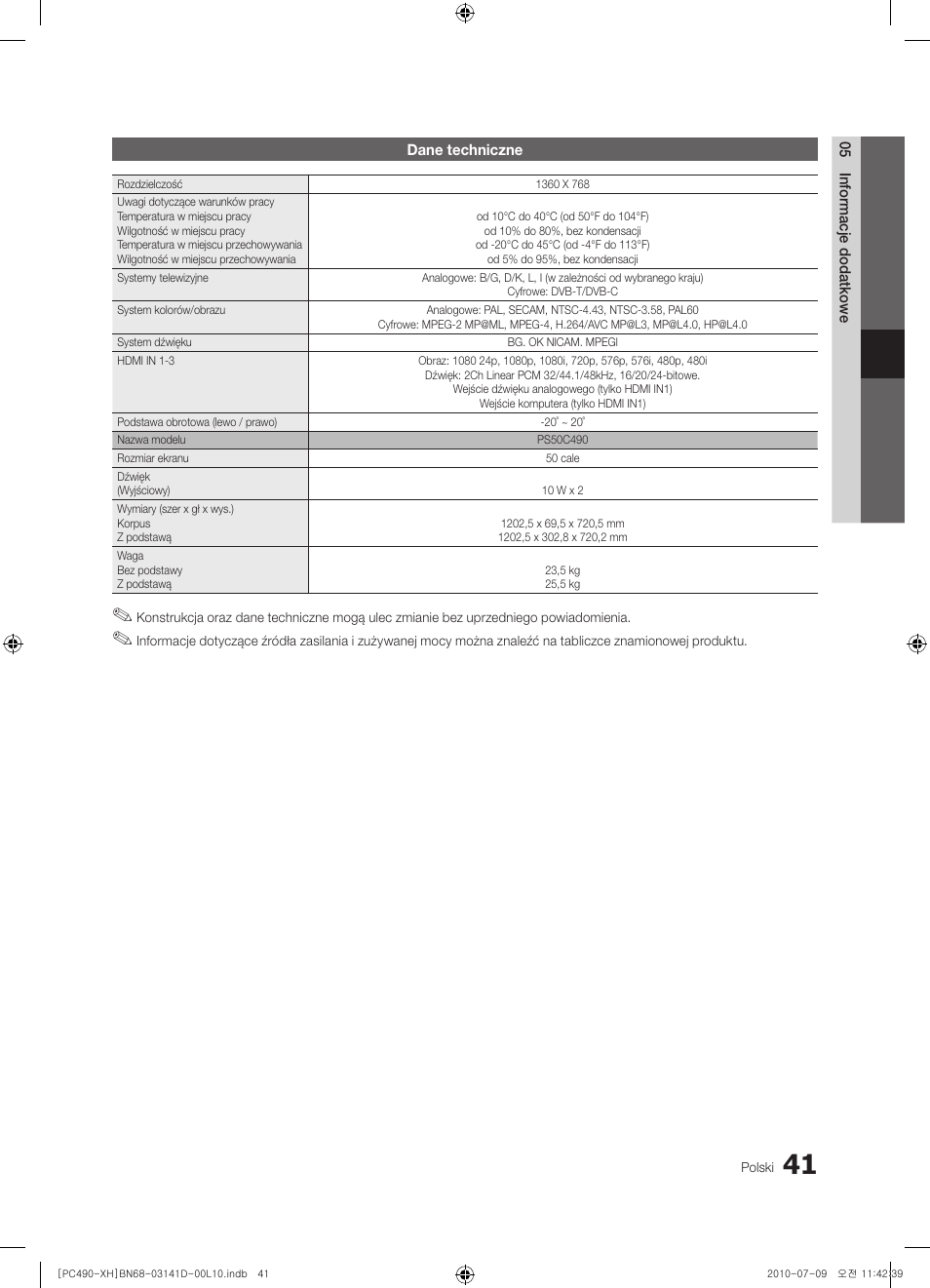 Samsung PS50C490B3W User Manual | Page 125 / 422