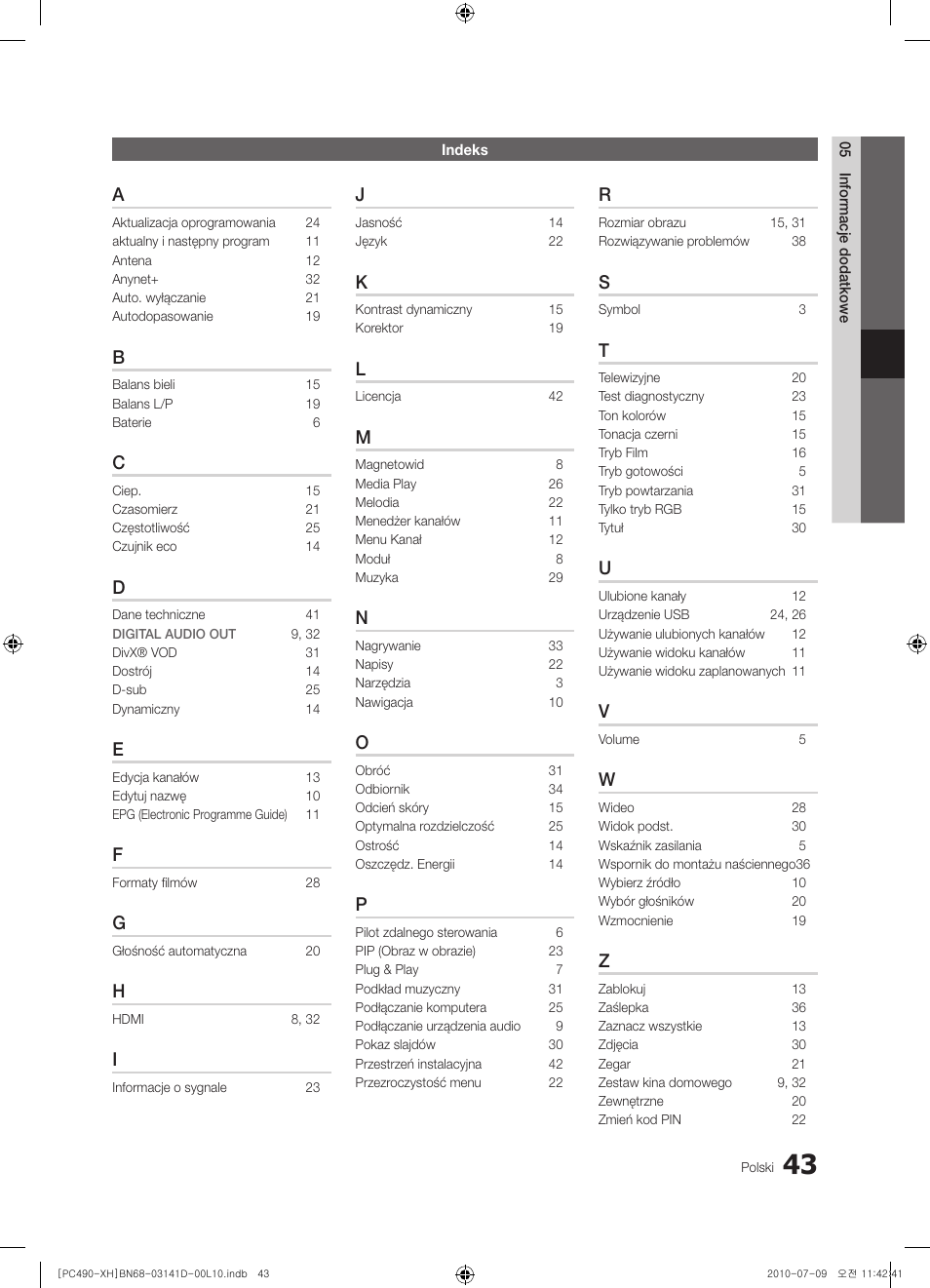 Samsung PS50C490B3W User Manual | Page 127 / 422