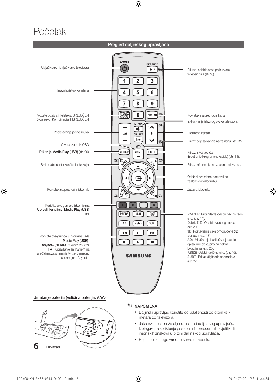 Početak | Samsung PS50C490B3W User Manual | Page 216 / 422