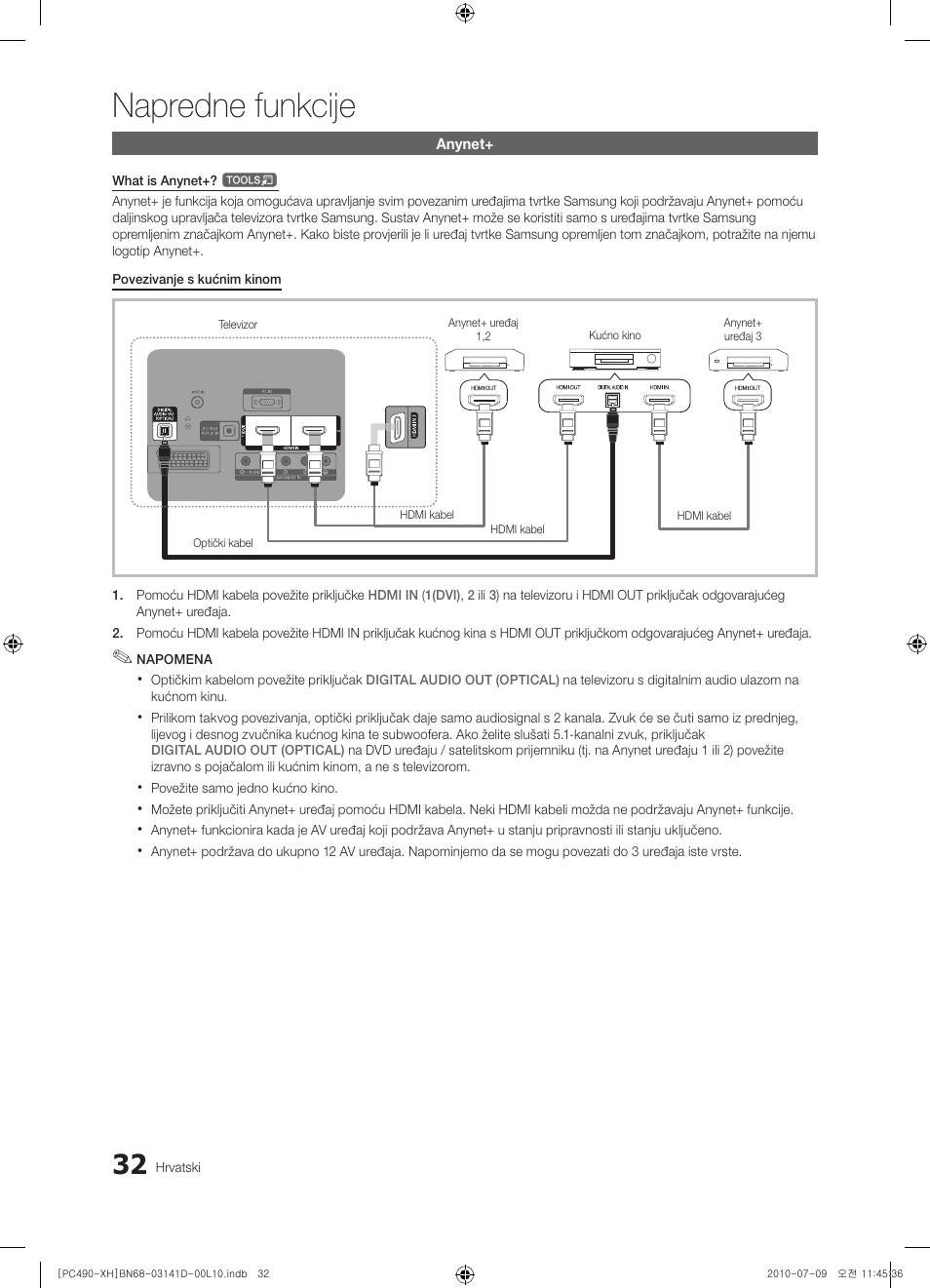 Napredne funkcije | Samsung PS50C490B3W User Manual | Page 242 / 422