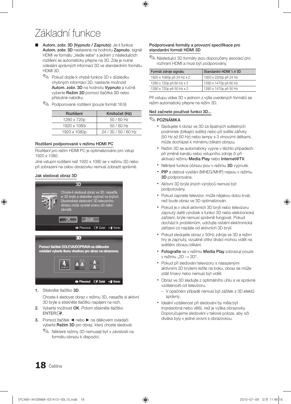 Základní funkce | Samsung PS50C490B3W User Manual | Page 270 / 422
