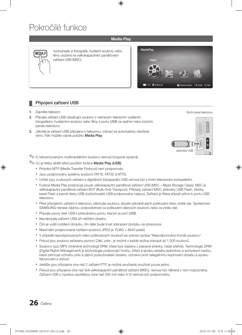 Pokročilé funkce | Samsung PS50C490B3W User Manual | Page 278 / 422