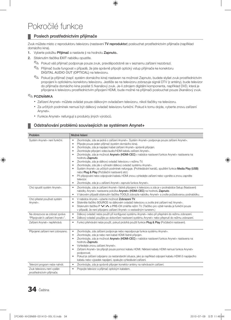 Pokročilé funkce | Samsung PS50C490B3W User Manual | Page 286 / 422