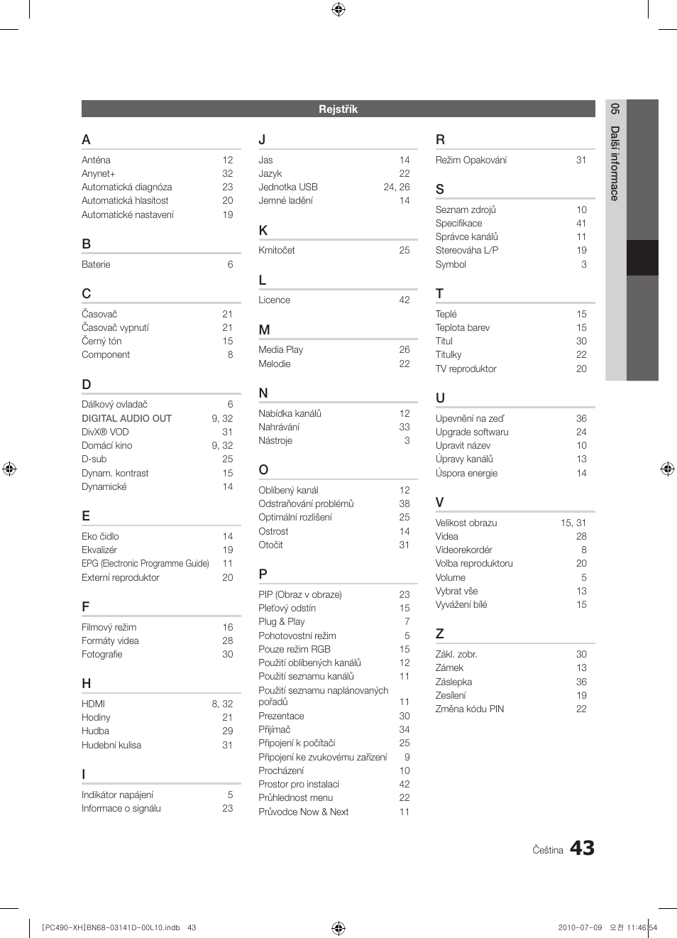 Samsung PS50C490B3W User Manual | Page 295 / 422