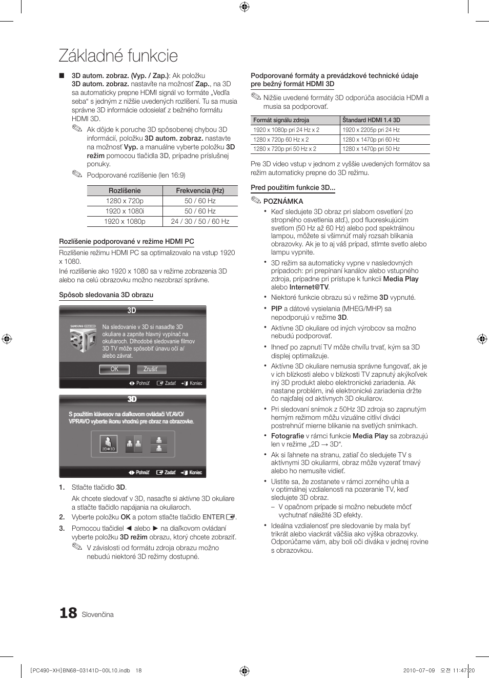 Základné funkcie | Samsung PS50C490B3W User Manual | Page 312 / 422