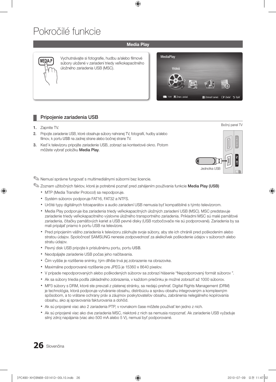 Pokročilé funkcie | Samsung PS50C490B3W User Manual | Page 320 / 422