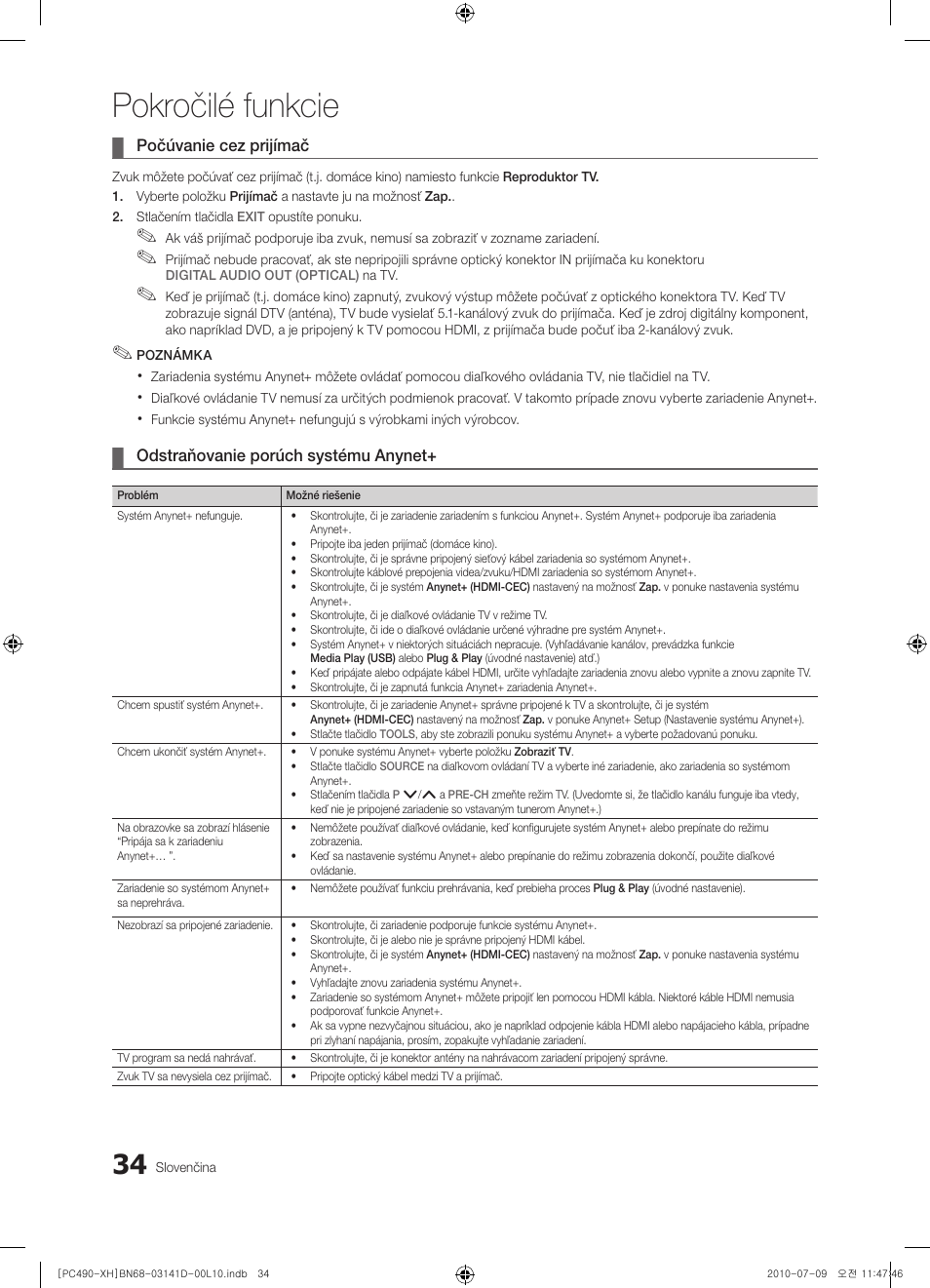 Pokročilé funkcie | Samsung PS50C490B3W User Manual | Page 328 / 422