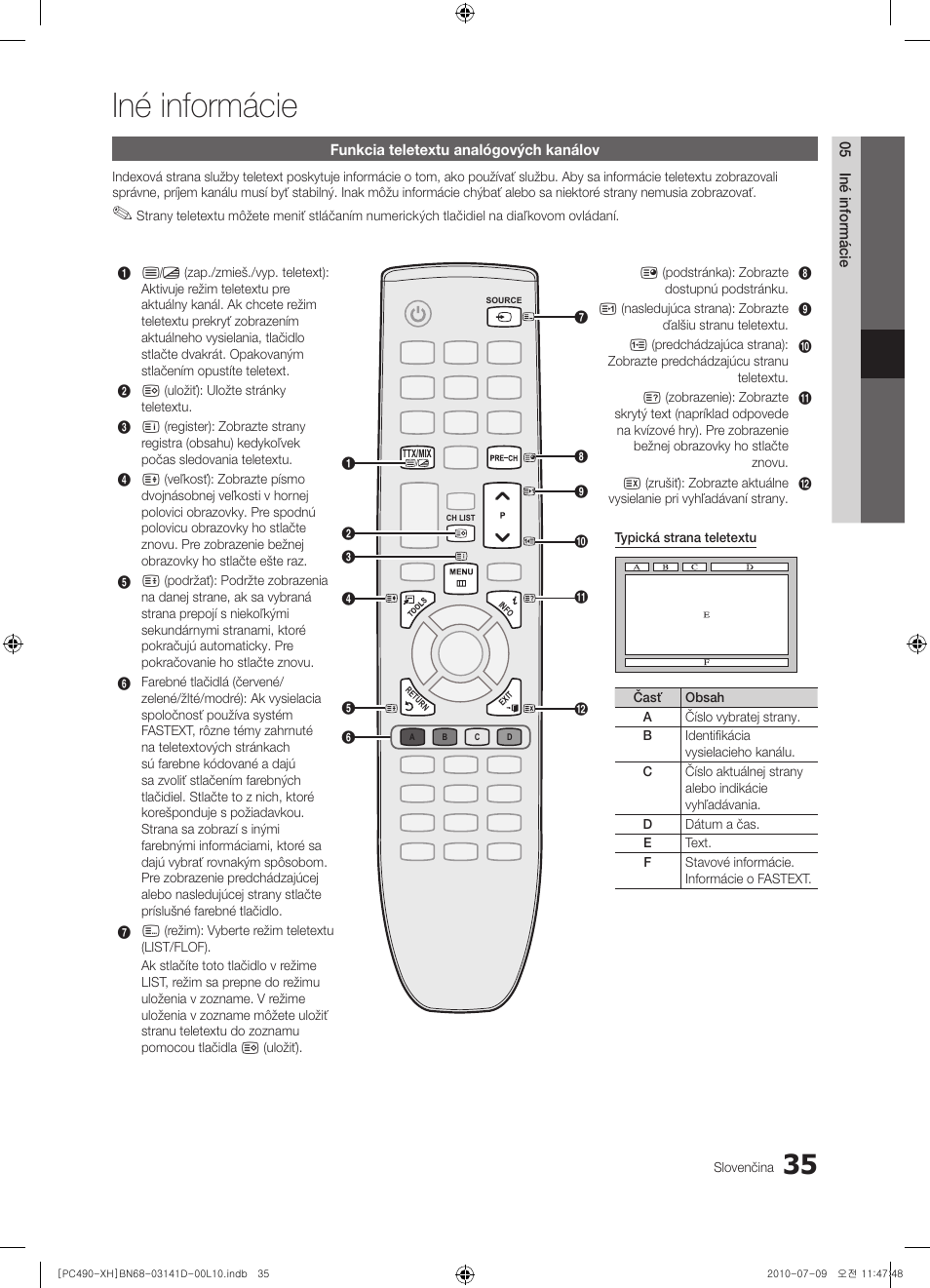 Iné informácie | Samsung PS50C490B3W User Manual | Page 329 / 422