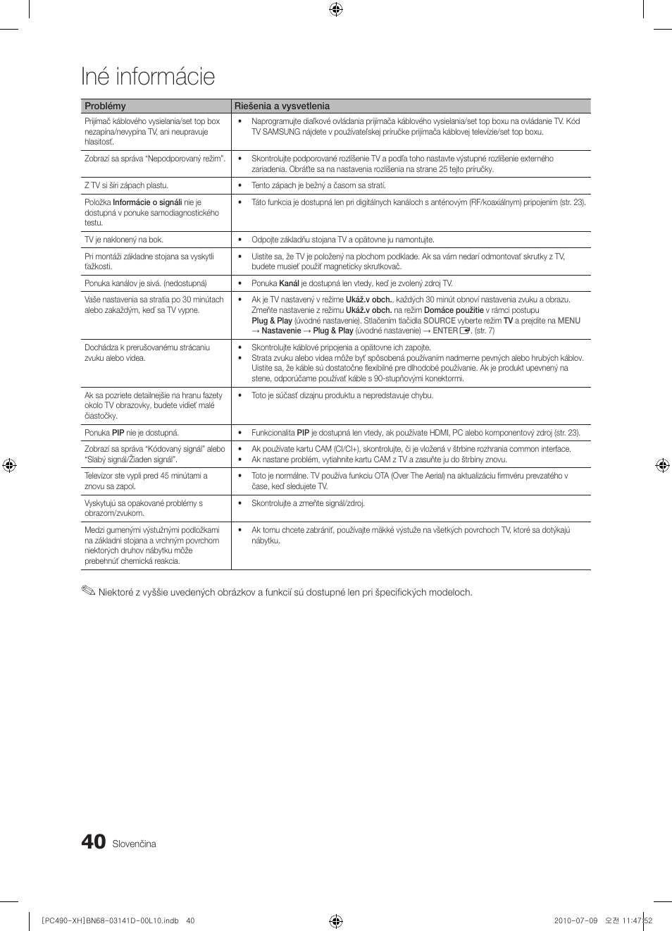 Iné informácie | Samsung PS50C490B3W User Manual | Page 334 / 422