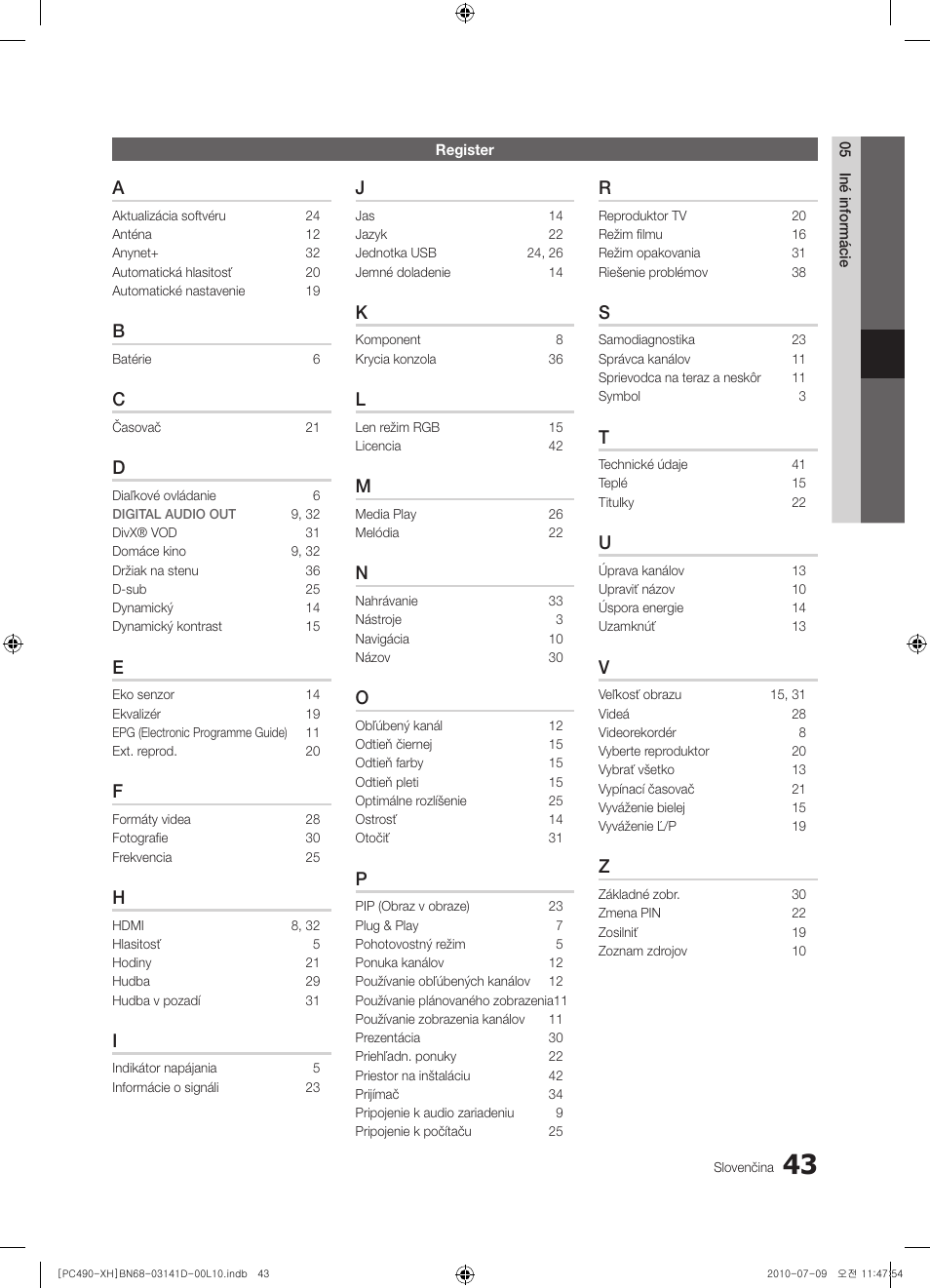 Samsung PS50C490B3W User Manual | Page 337 / 422