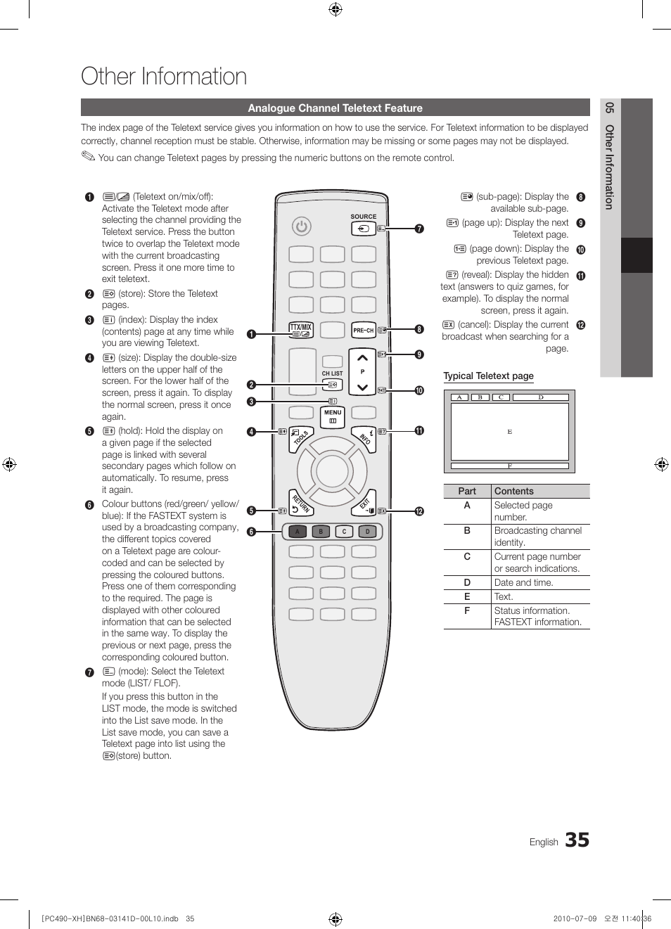 Other information | Samsung PS50C490B3W User Manual | Page 35 / 422