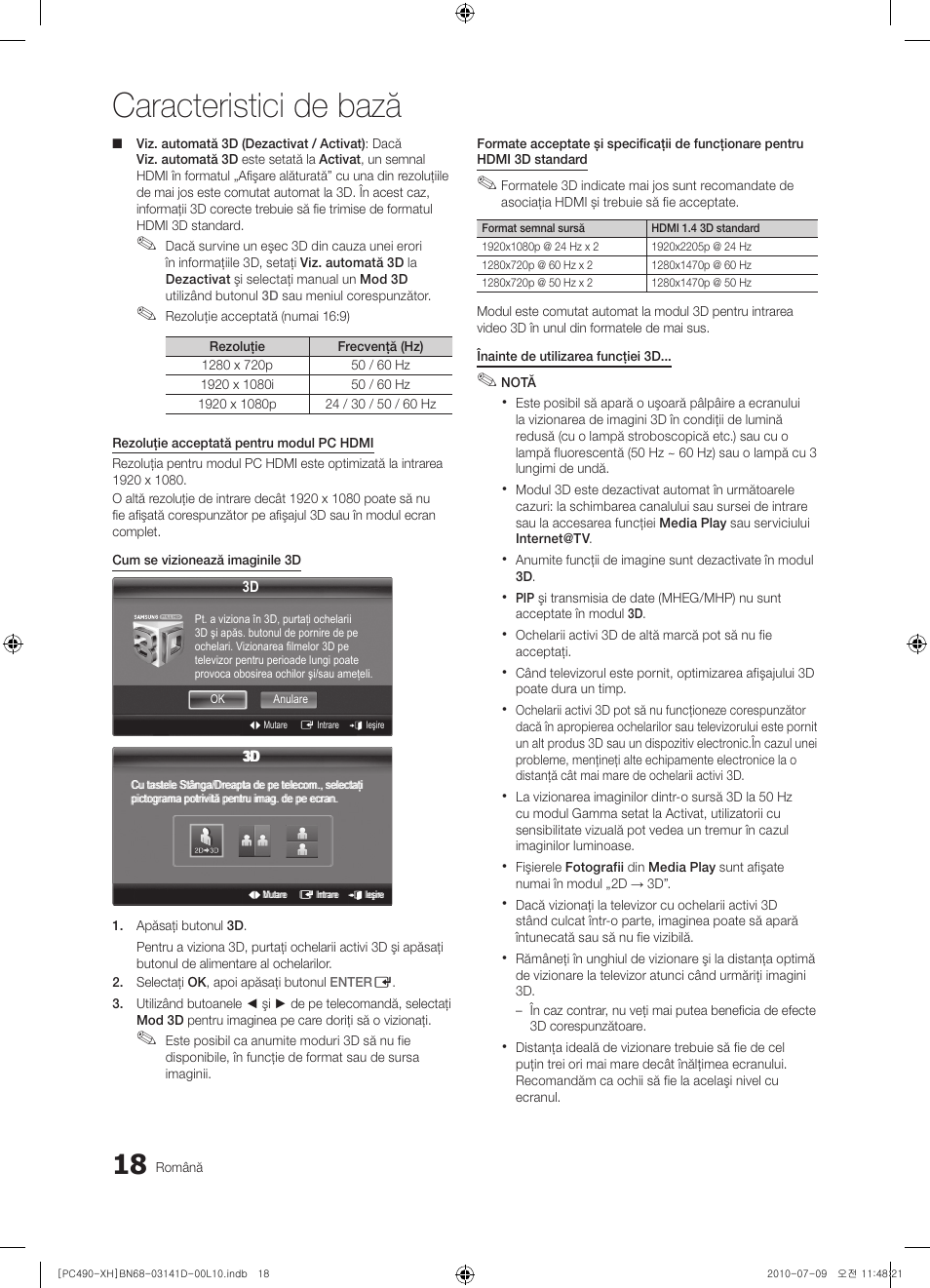 Caracteristici de bază | Samsung PS50C490B3W User Manual | Page 354 / 422