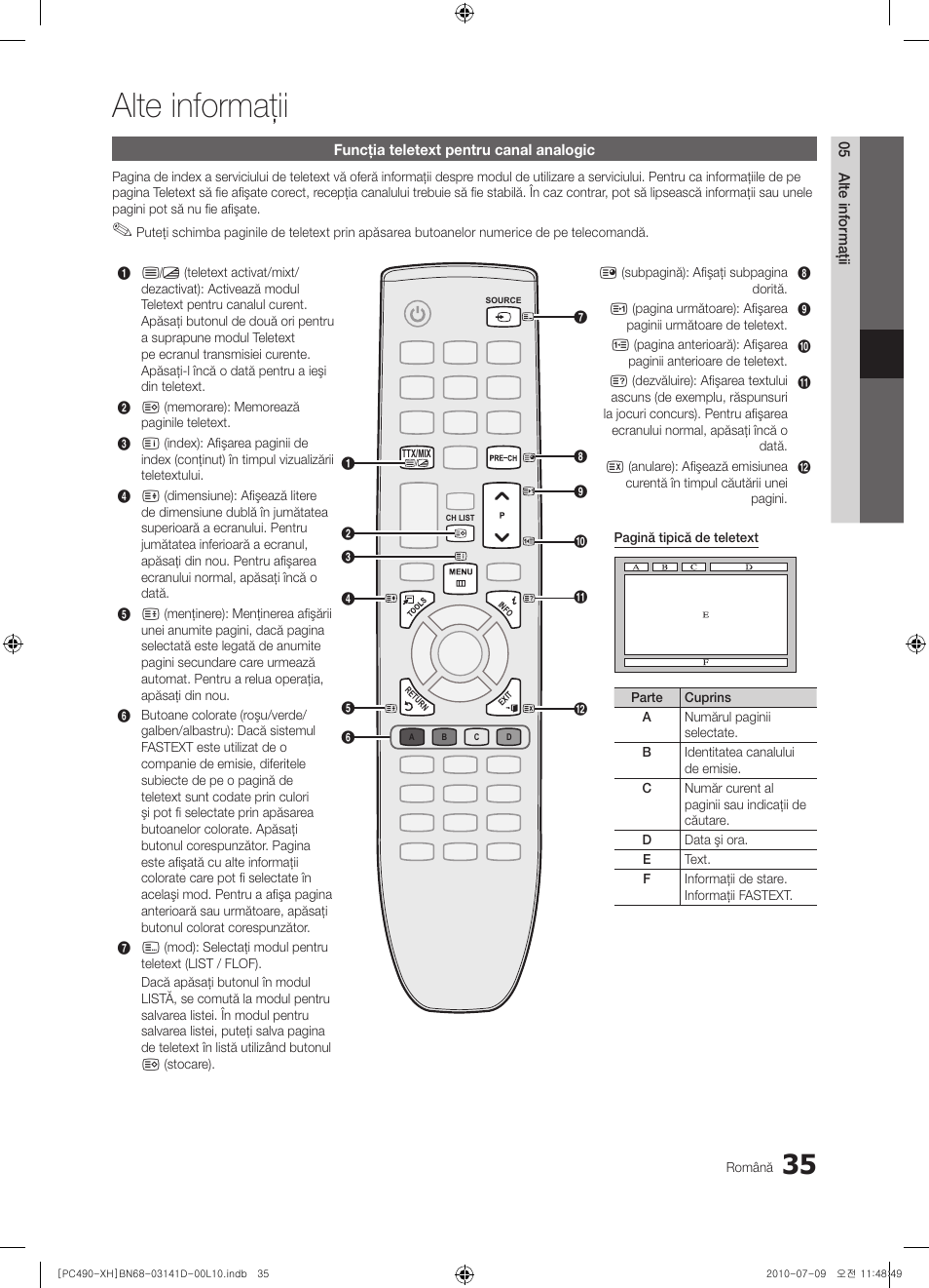 Alte informaţii | Samsung PS50C490B3W User Manual | Page 371 / 422