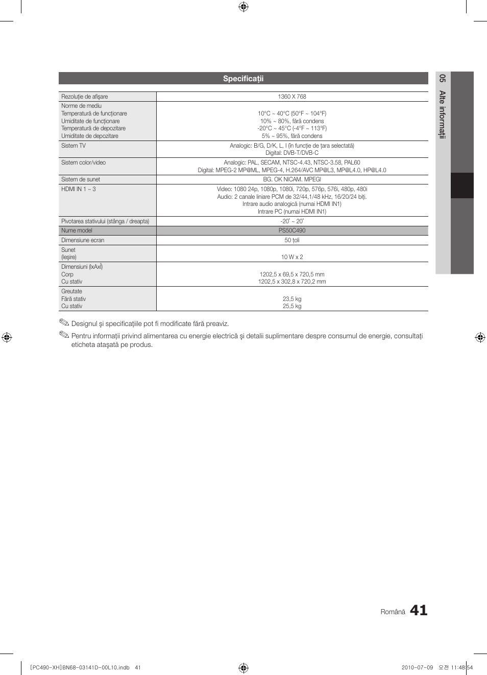 Samsung PS50C490B3W User Manual | Page 377 / 422