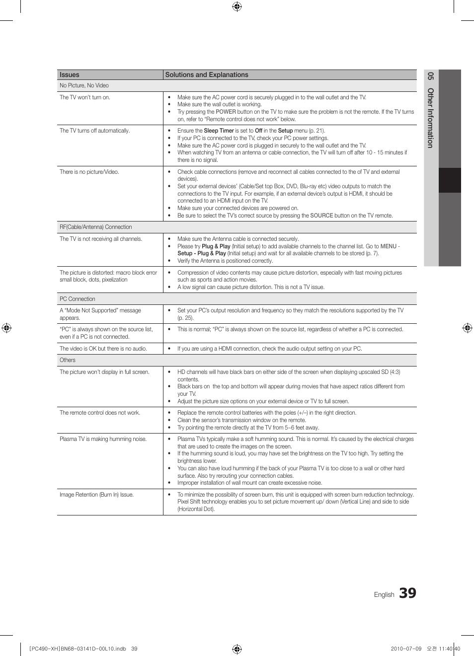 Samsung PS50C490B3W User Manual | Page 39 / 422