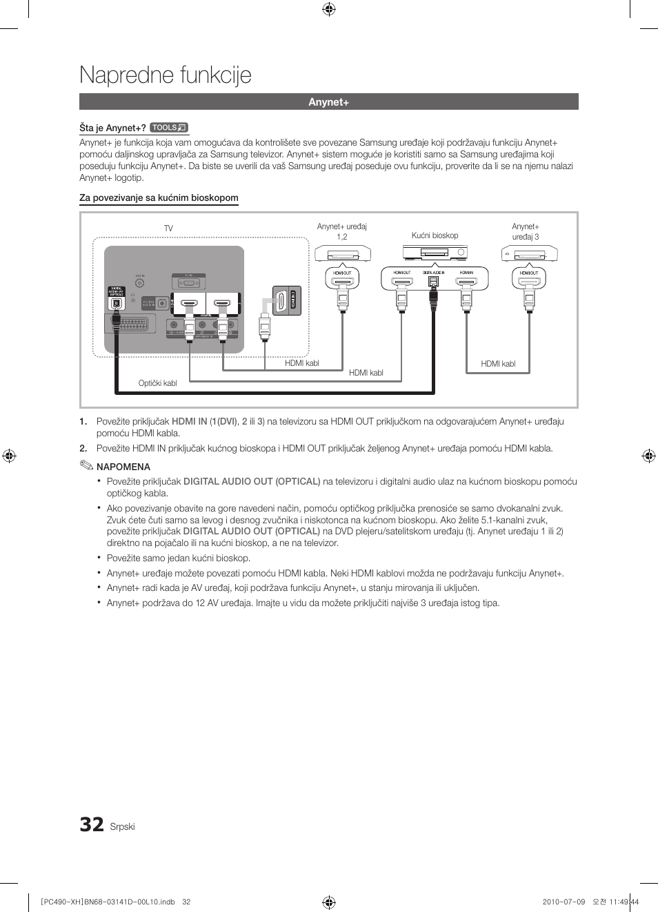 Napredne funkcije | Samsung PS50C490B3W User Manual | Page 410 / 422