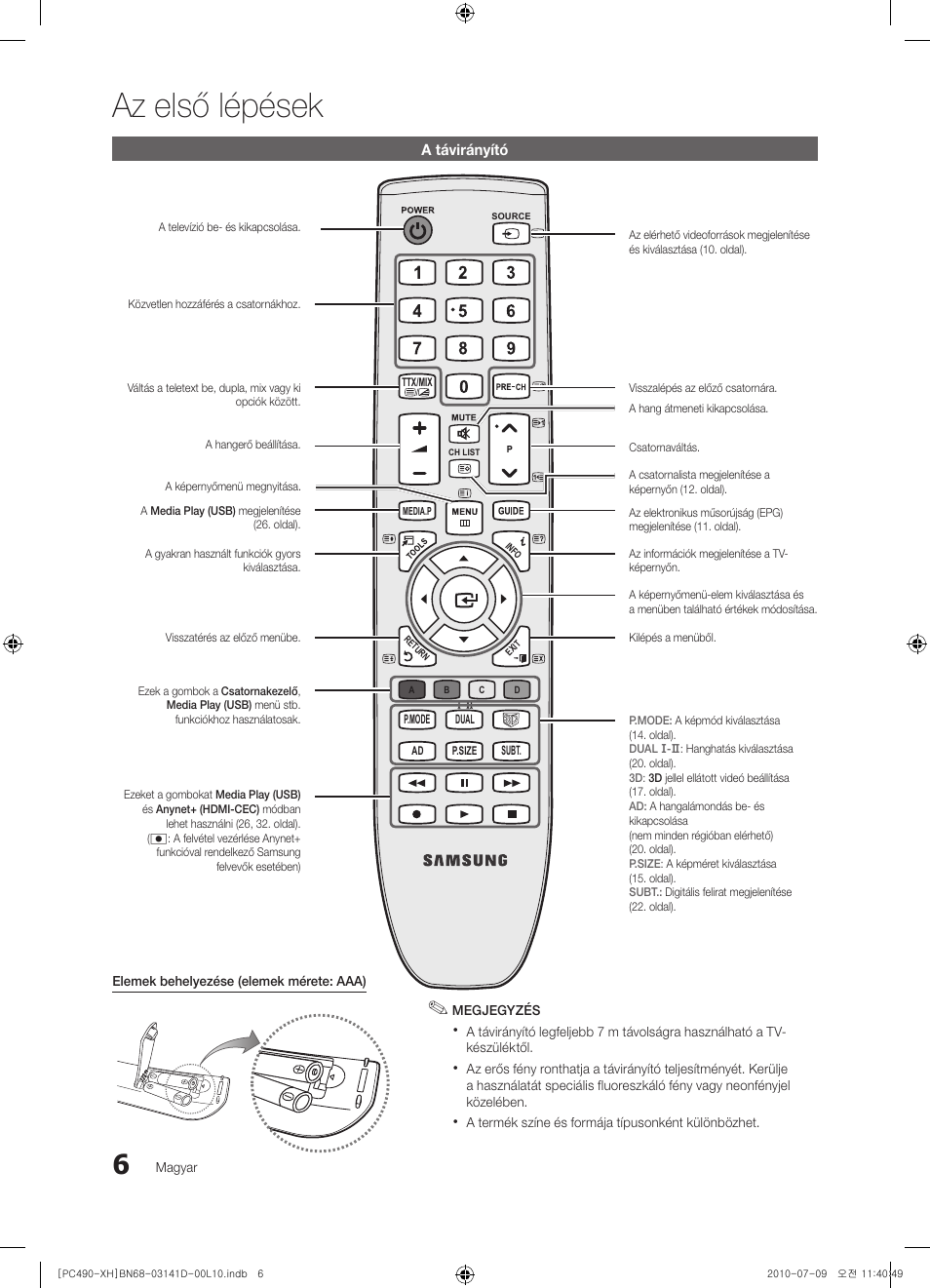 Az első lépések | Samsung PS50C490B3W User Manual | Page 48 / 422