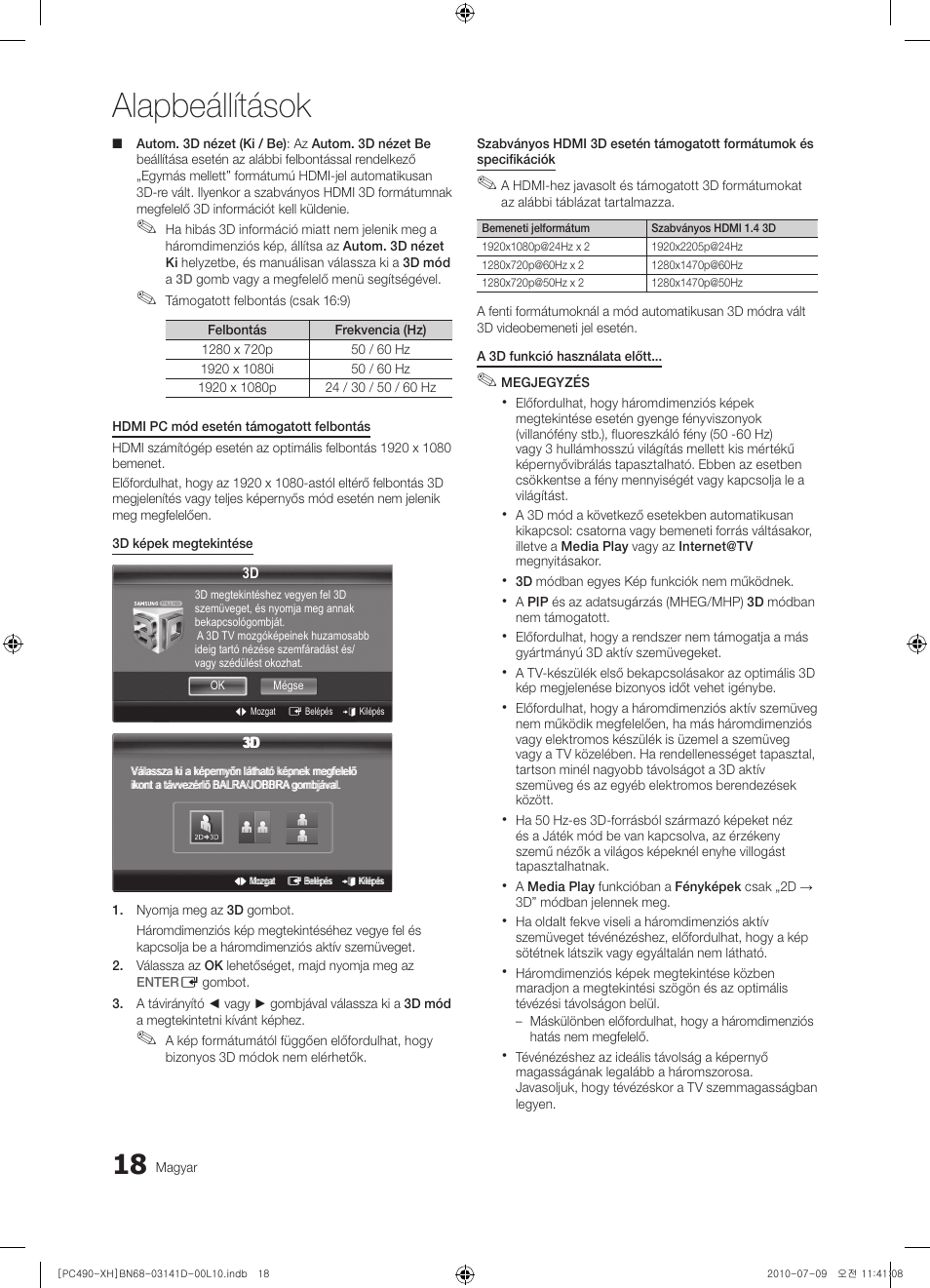 Alapbeállítások | Samsung PS50C490B3W User Manual | Page 60 / 422
